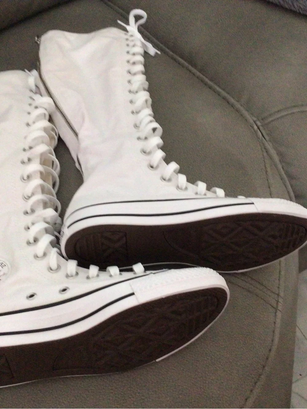 Converse White Knee-High Lace-Up All Star Boots